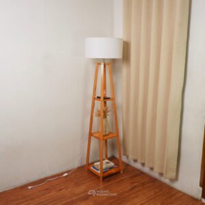Lampu Berdiri Kayu Jati dengan Rak 3 Susun - NRL-SFL48